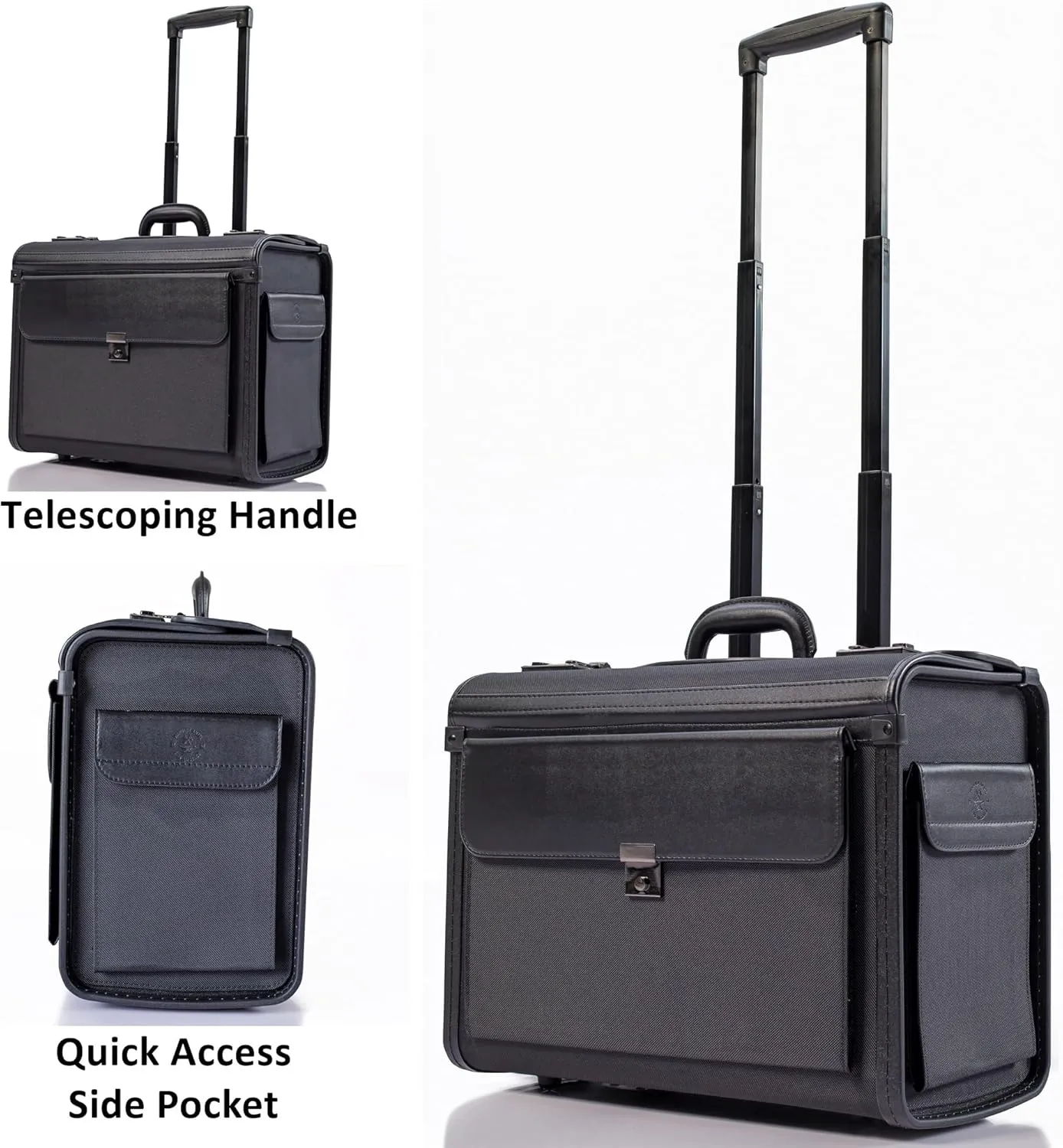 19 Wheeled Briefcase Rolling Case Sales Sample Pilot Lawyer Attache