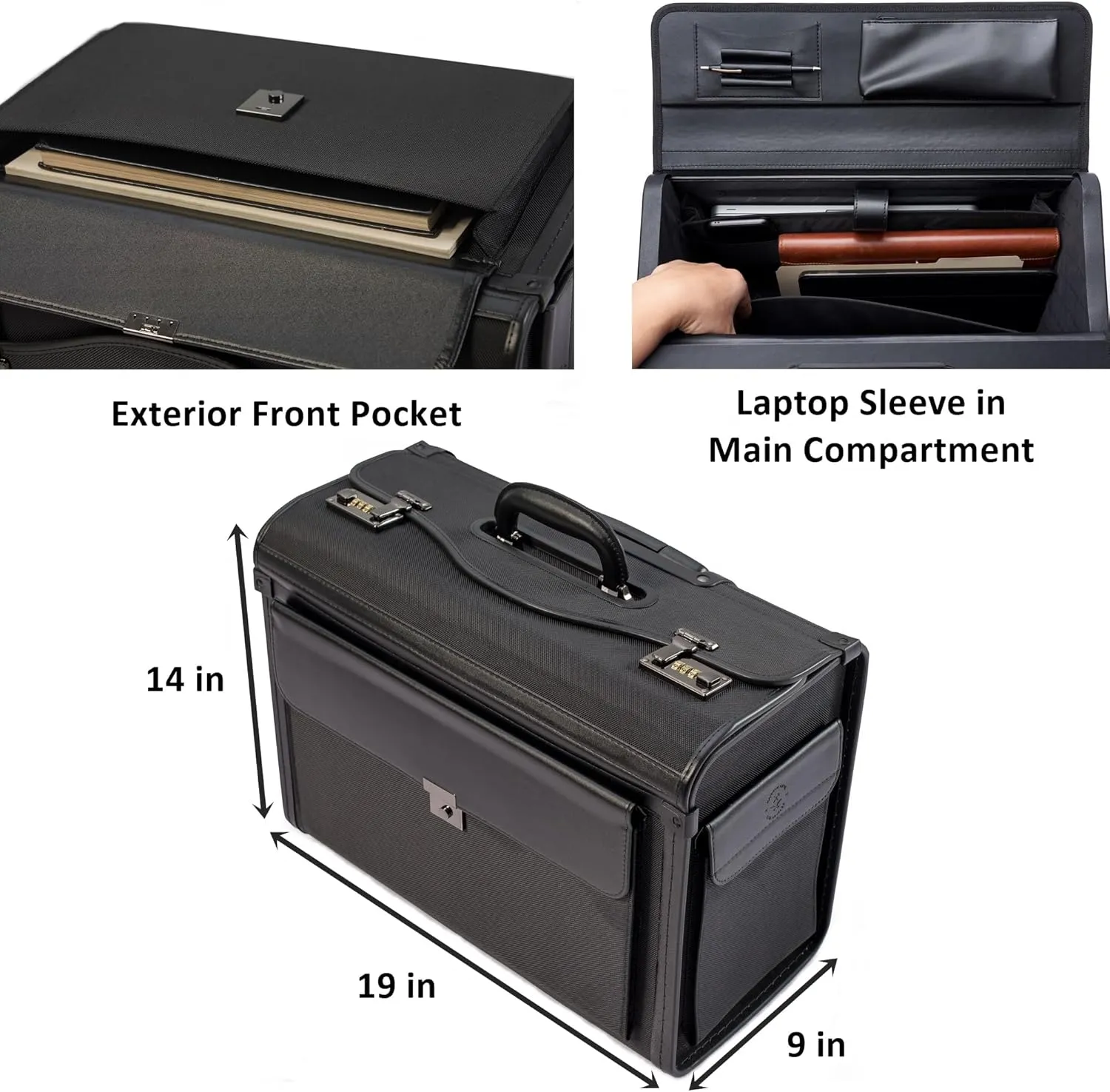 19 Wheeled Briefcase Rolling Case Sales Sample Pilot Lawyer Attache