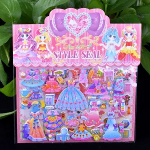 1pcs DIY Double layer Cute Mermaid/Princess Dress up Sticker For Diary Phone Laptop Book Kids Anime Kawaii Stickers Girl Toys