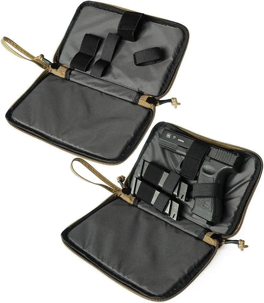 2-Pack Soft Pistol Cases Handgun Case Soft Pistol Rug Case Tactical Handgun Storage Pouch with for Hunting Shooting Range Sports Home storage，「3 of ID Patches Included」