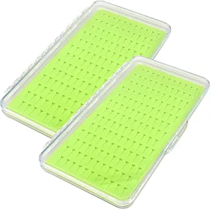 2 Pcs Fly Fishing Tackle Boxes, 143 Slots Waterproof Fly Boxes, Transparent Cases for Efficient Storage, 7.5×4.3×0.6"