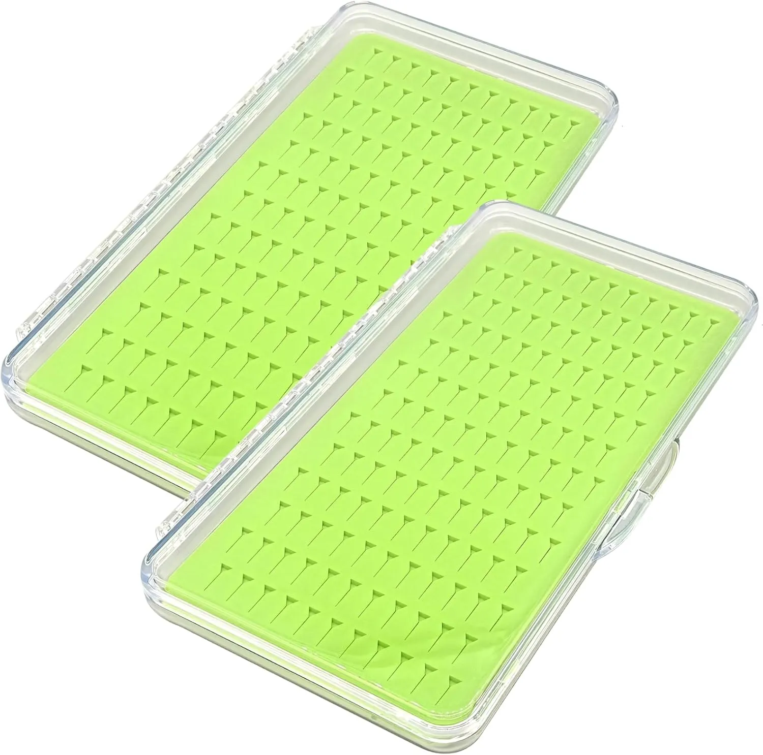 2 Pcs Fly Fishing Tackle Boxes, 143 Slots Waterproof Fly Boxes, Transparent Cases for Efficient Storage, 7.5×4.3×0.6"