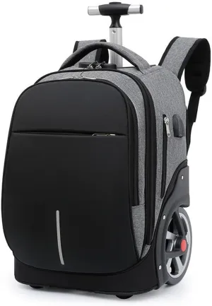 20 Inch Travel Backpack with Wheels, Rolling Backpack for Adults with Wheels, Wheeled Backpack with 15.6 Inch Laptop Waterproof Compartment, Roller Backpack with Password Lock (Grey)