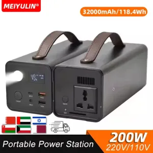 200W Portable 220V Charging Power Station 32000mAh Solar Generator USB AC Outdoor Auxiliary Spare Battery Powerbank for Camping