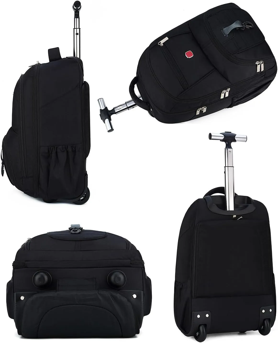 20in Rolling Business Backpack for Men Women, Airline Approved Travel Laptop Carry on Luggage Bag with Wheels Large Capacity (Black D,20in)
