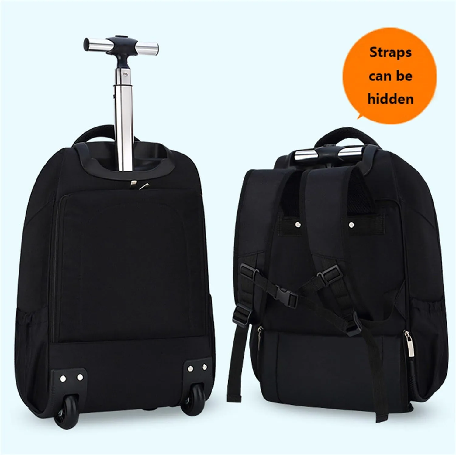 20in Rolling Business Backpack for Men Women, Airline Approved Travel Laptop Carry on Luggage Bag with Wheels Large Capacity (Black D,20in)