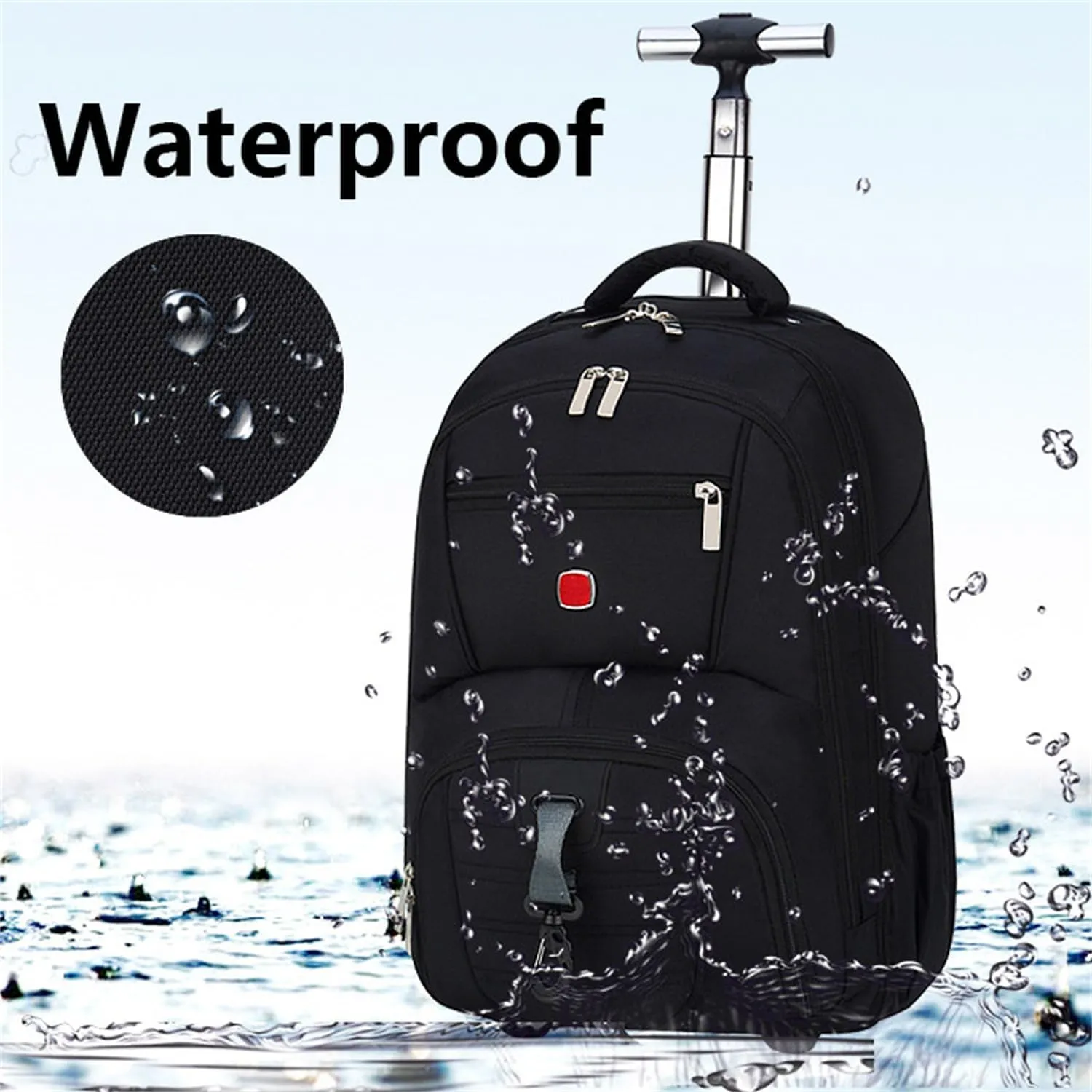 20in Rolling Business Backpack for Men Women, Airline Approved Travel Laptop Carry on Luggage Bag with Wheels Large Capacity (Black D,20in)