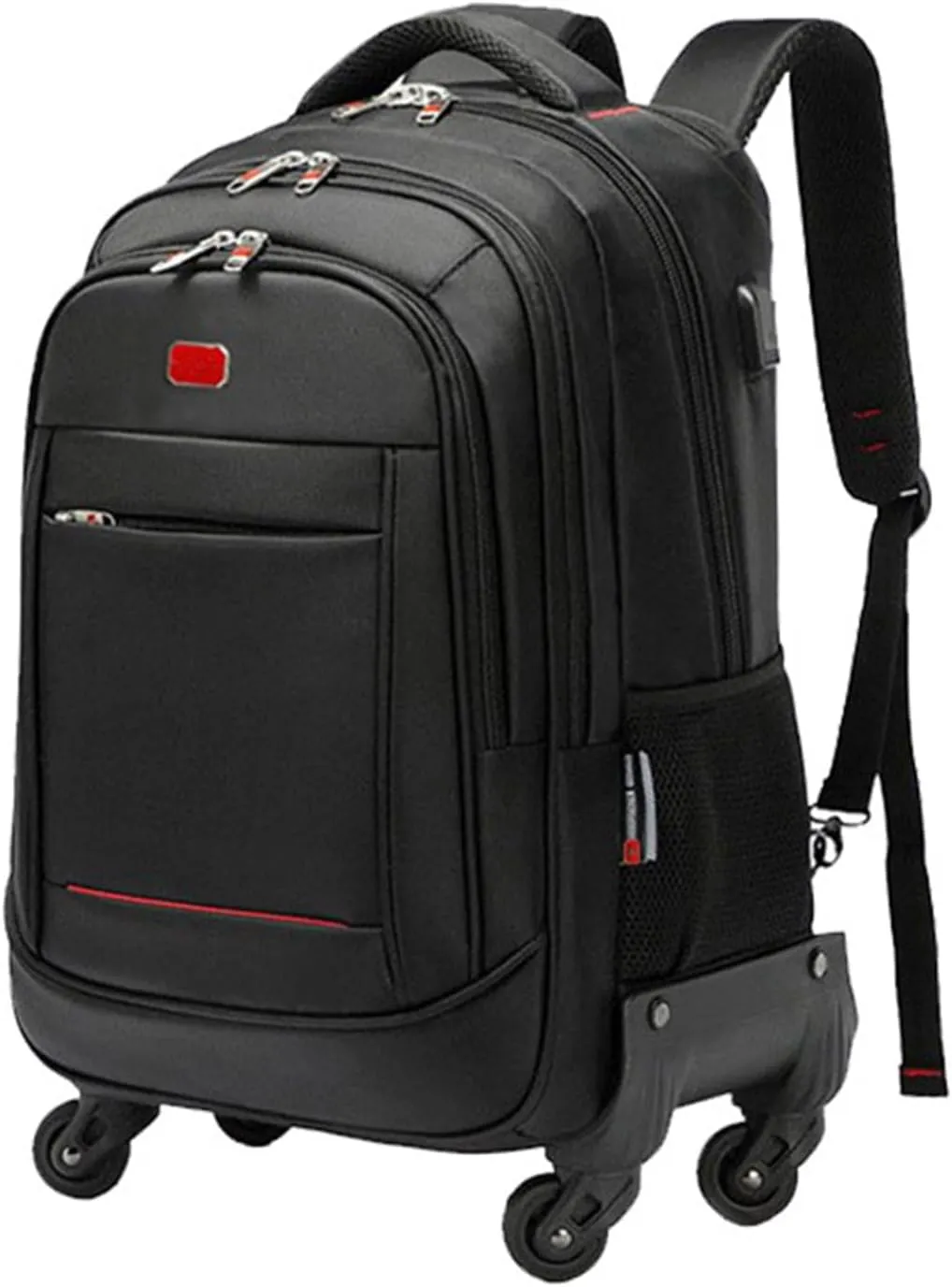 22in Rolling Backpack with 360 Detachable Wheels for Men Women Airline Approved Carry on Large Size Laptop Travel Business Luggage Bag (Black,22in)