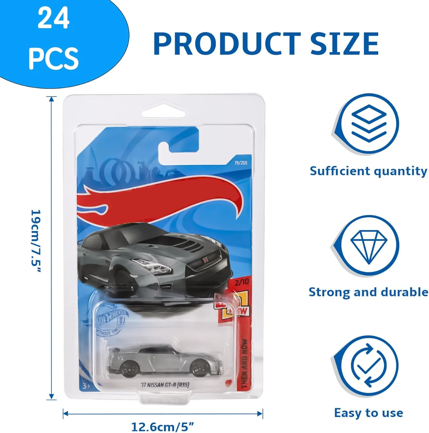 24 pcs Protector Packs Compatible with Hot Wheels Model Car Clamshell Cases Plastic Car Display Protective Case Clear Die Cast Car Blister Pack Covers