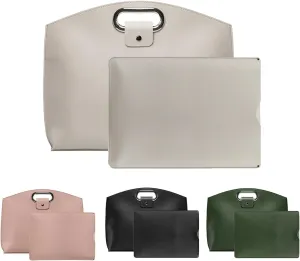 2PCS 14" Laptop Bag for Men and Women, Waterproof Leather 14/13.3In for Laptops and iPad Cases, Work Tote Bag Briefcase