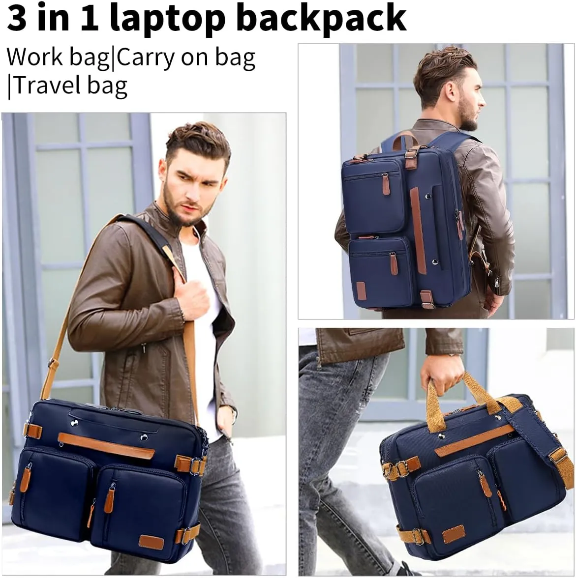 3 in 1 Computer Bag for Men, 17.3 Inch Laptop Backpack, Work Bag for Men, Laptop Bag (Blue)