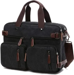 3 in 1 Convertible Laptop Backpack, 17.3 inch Messenger Bag for Men, Multi-Functional Travel Laptop Bag for College Men Women (17.3 Inch, Black)