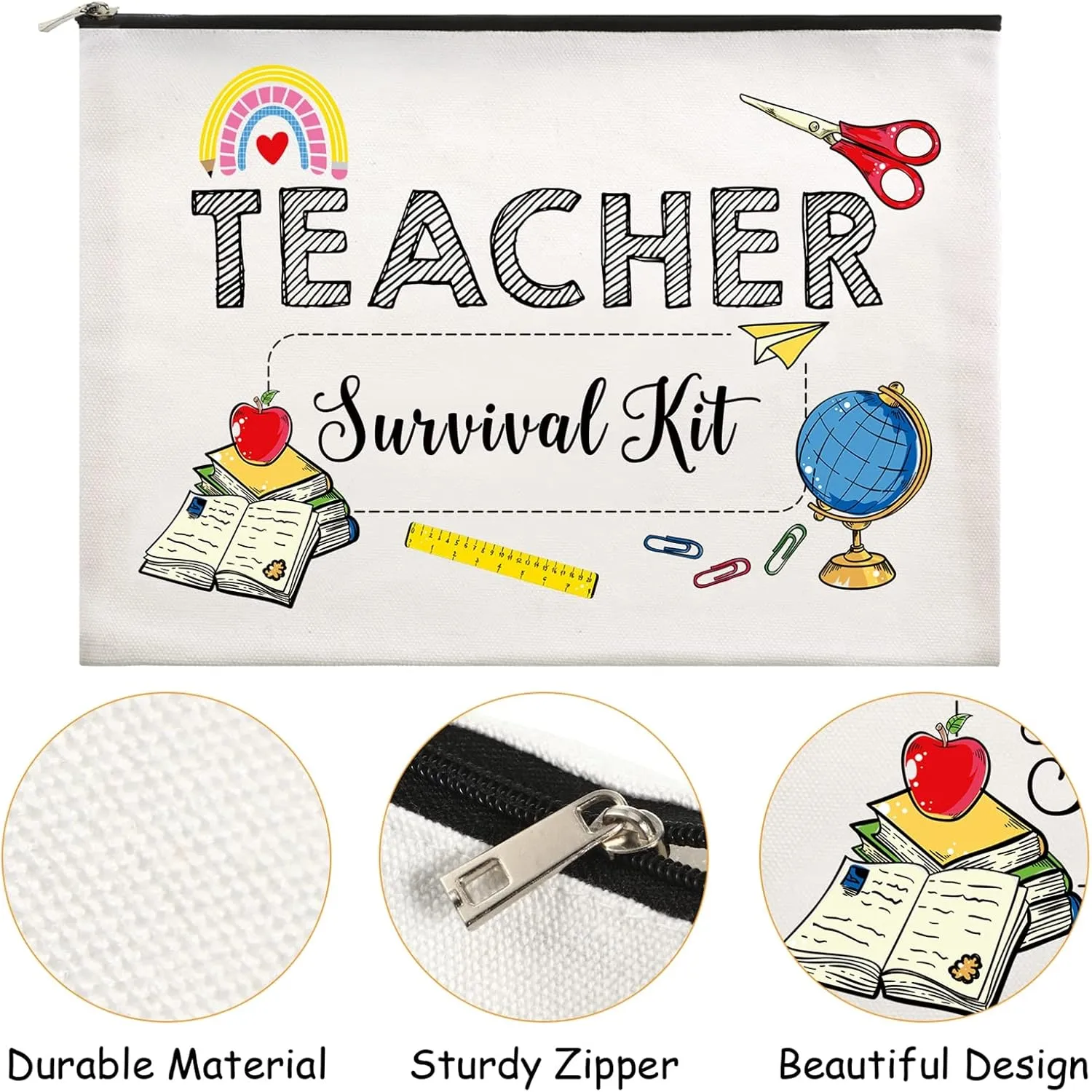 3 Pieces Makeup Bags Travel Cases Teacher Supplies for Classroom Personalized Cosmetic Cases Teacher Appreciation Gifts for Women