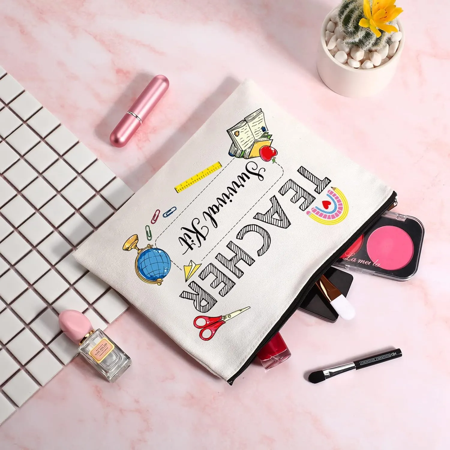 3 Pieces Makeup Bags Travel Cases Teacher Supplies for Classroom Personalized Cosmetic Cases Teacher Appreciation Gifts for Women
