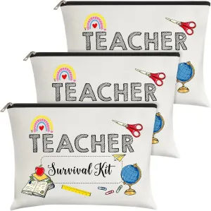 3 Pieces Makeup Bags Travel Cases Teacher Supplies for Classroom Personalized Cosmetic Cases Teacher Appreciation Gifts for Women