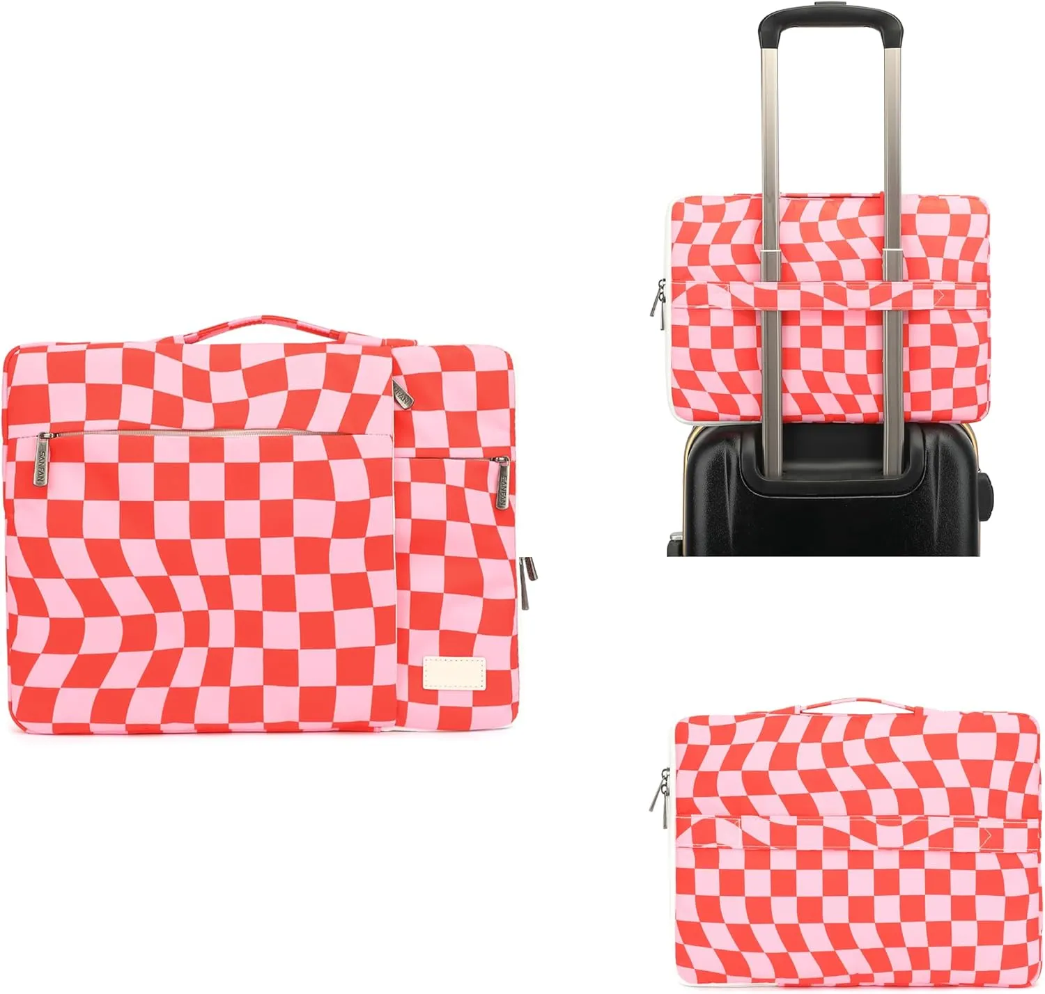 360° Protective 3 Pockets Laptop Sleeve Case Bag with Handle for MacBook Air 15 inch,MacBook Pro 16 inch and 15.6 inch Screen Laptop (Grid)
