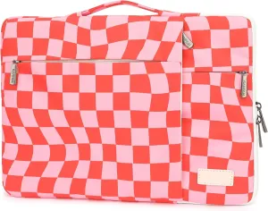 360° Protective 3 Pockets Laptop Sleeve Case Bag with Handle for MacBook Air 15 inch,MacBook Pro 16 inch and 15.6 inch Screen Laptop (Grid)