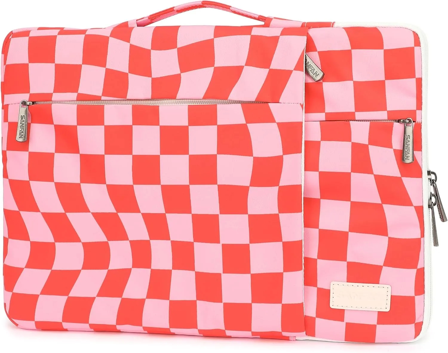 360° Protective 3 Pockets Laptop Sleeve Case Bag with Handle for MacBook Air 15 inch,MacBook Pro 16 inch and 15.6 inch Screen Laptop (Grid)