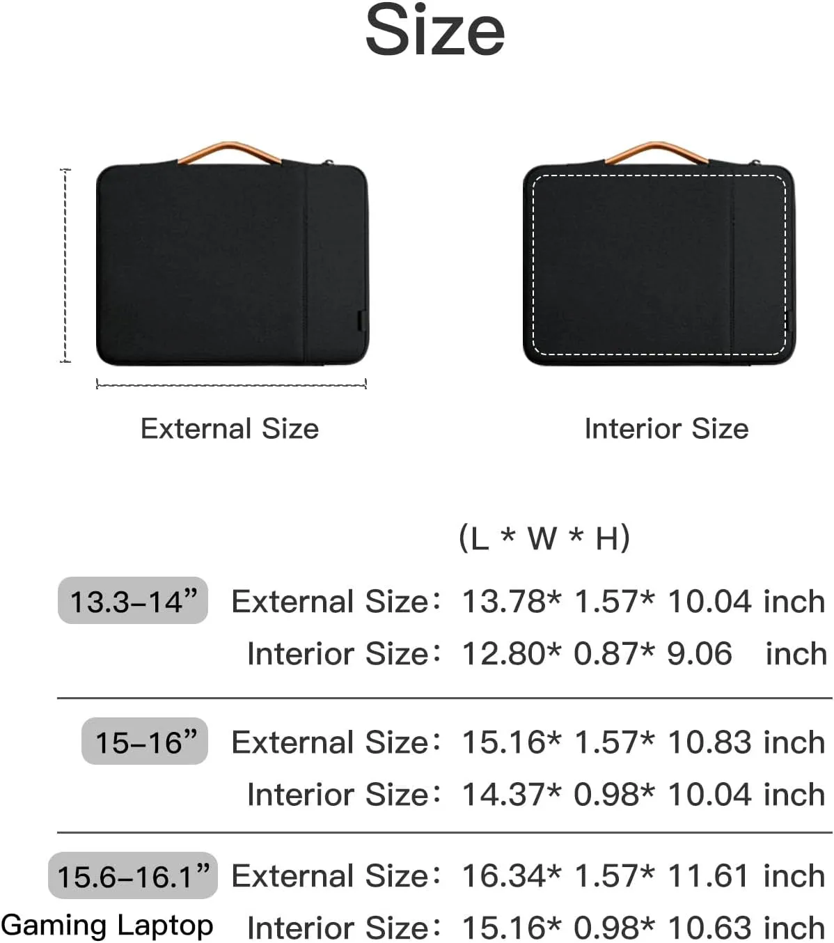 360° Protective Laptop Sleeve Bag for 15.6-16.1 inch, Portable Bag for HP Dell Asus Acer Gaming Notebook Computer with Hard Shell Case, Splash-Resistant Case with Accessory Pocket, Black