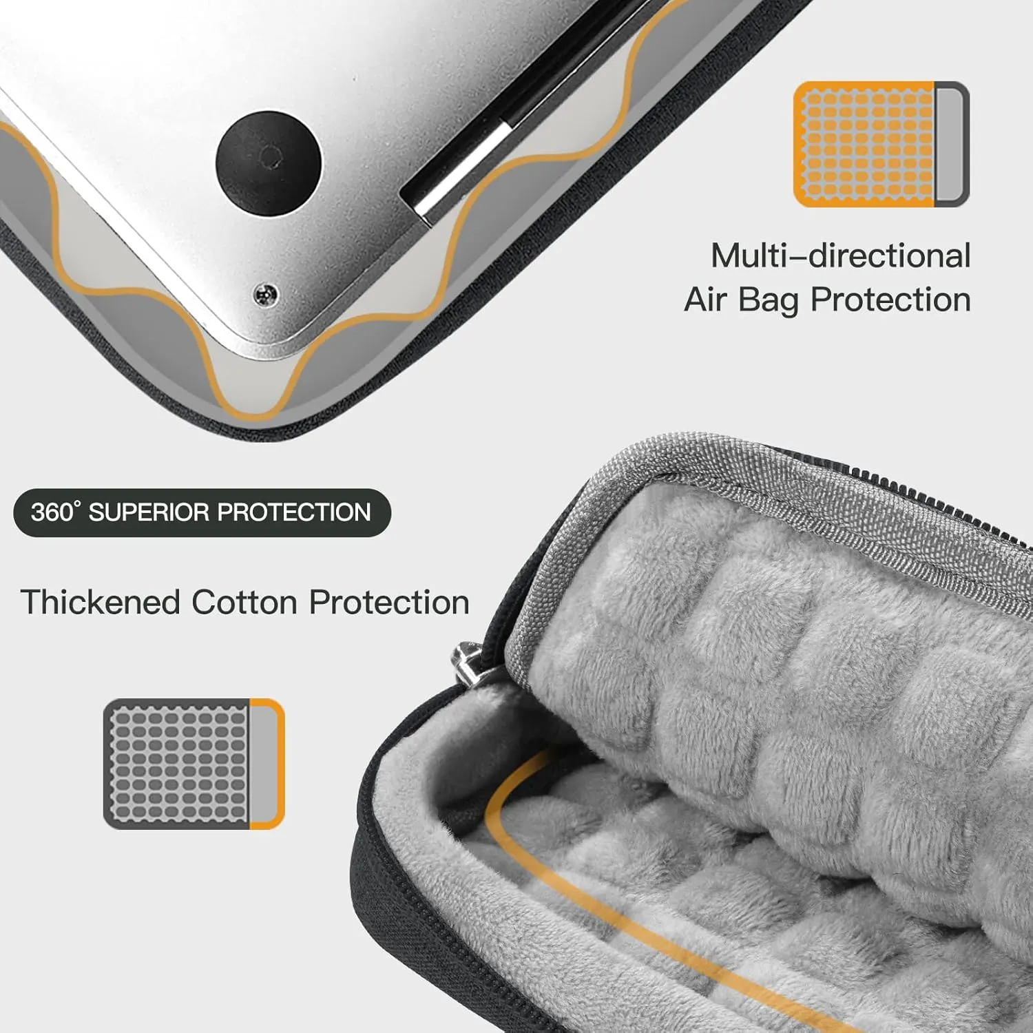 360° Protective Laptop Sleeve Bag for 15.6-16.1 inch, Portable Bag for HP Dell Asus Acer Gaming Notebook Computer with Hard Shell Case, Splash-Resistant Case with Accessory Pocket, Black