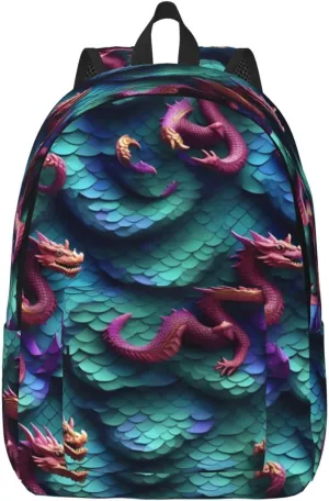3d Magical Dragon Scales Pattern Canvas Casual Lightweight Duffel Bag, Fashion Duffel Bag, Casual Daypack, Unisex Travel Backpack