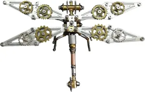 3D Metal Mechanical Insect Assembly Kit Steampunk Model Adult DIY Hand Assembly Creative Birthday Holiday Vintage Trend Tabletop Ornament Collection Giant Vein Dragonfly B