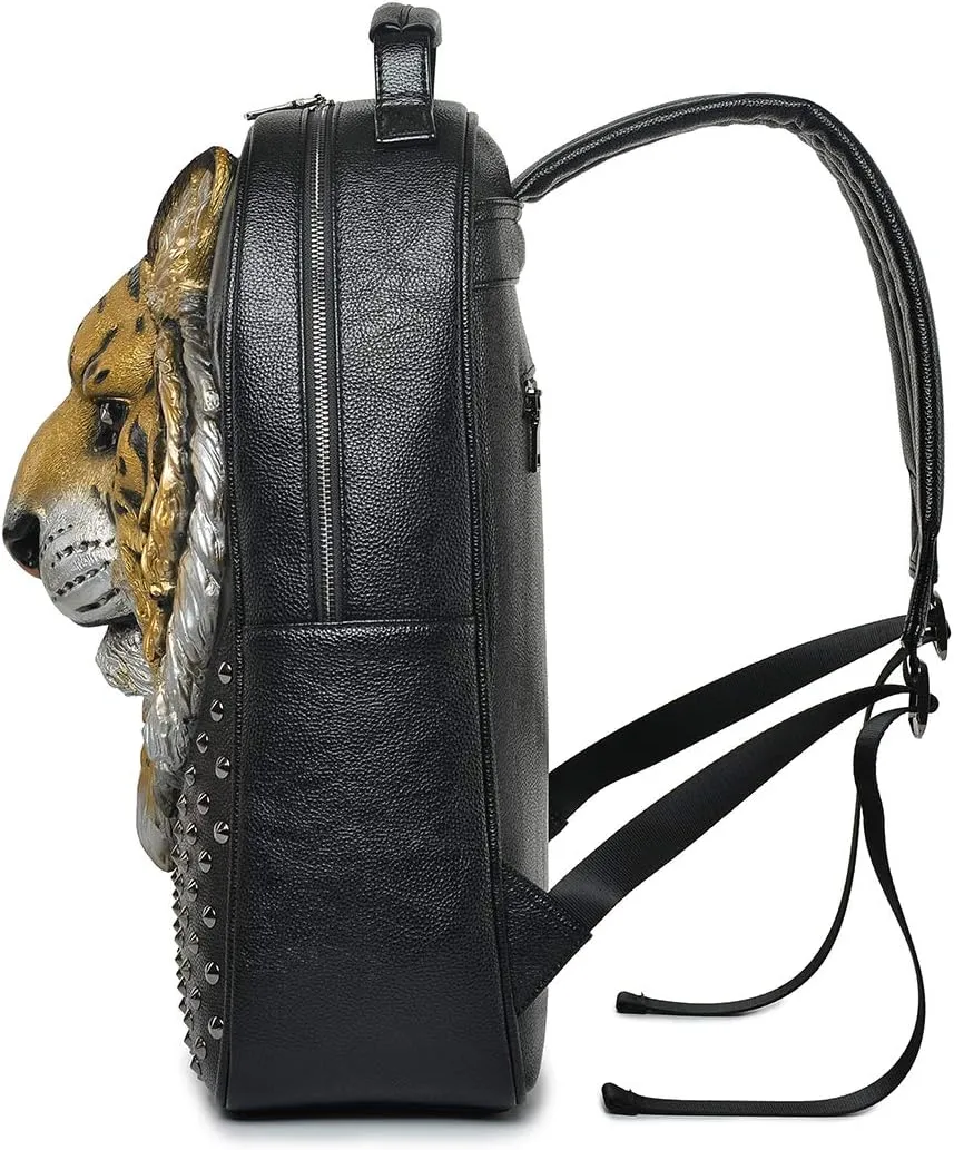 3D Tiger Leather Backpack Unique Designer Fashion Travel Laptop Backpack (yellow)