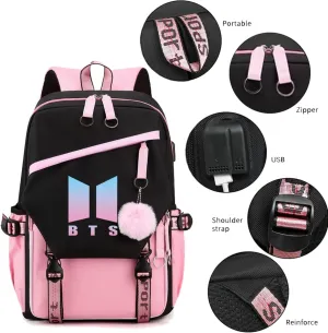 3PCS Teenagers Travel Backpack Large Capacity Laptop Bag Multifunctional Shoulder Bag with USB Charging Port