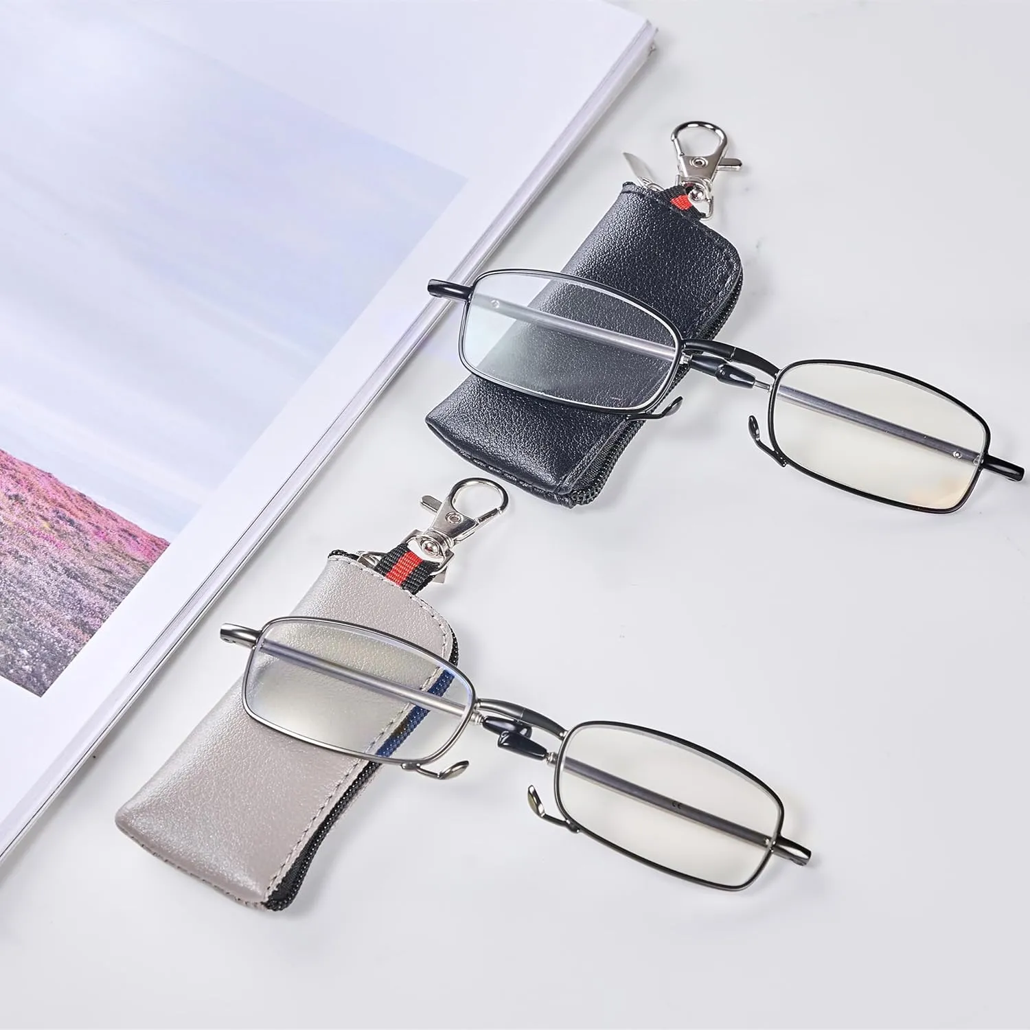 4 Pack Compact Reading Glasses Pocket Foldable Readers for Women Men