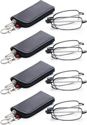 4 Pack Compact Reading Glasses Pocket Foldable Readers for Women Men