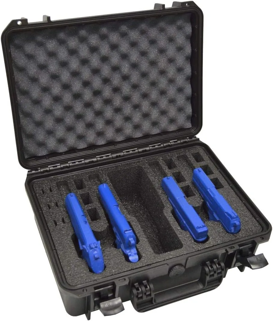 4 Pistol 12 Magazine Doro Gun Case with Custom MyCaseBuilder Foam Insert - Waterproof, Heavy Duty - Tactical Firearms, Ammunition, and Accessory Holder - 18 x 14 x 7 Inches