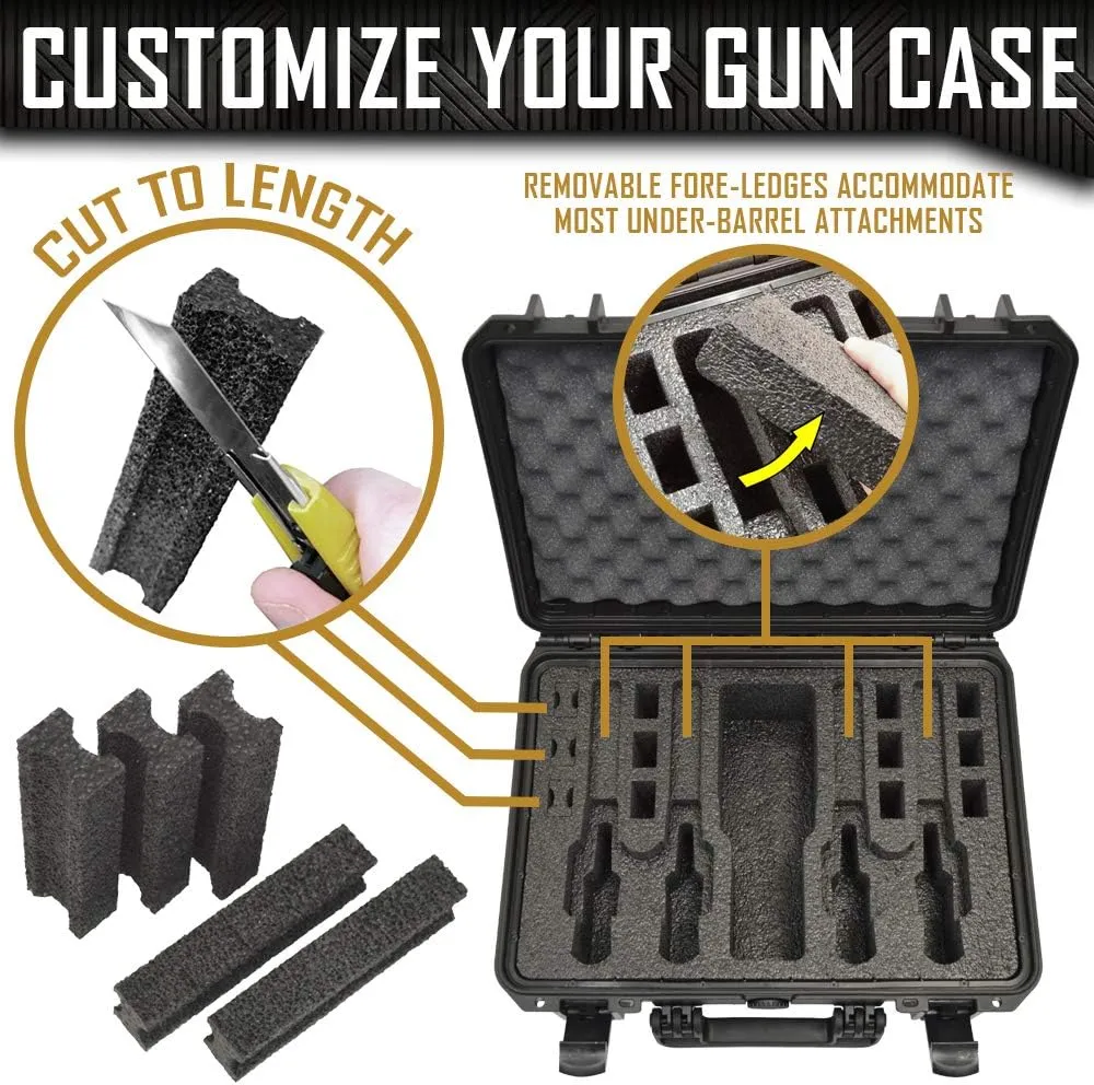 4 Pistol 12 Magazine Doro Gun Case with Custom MyCaseBuilder Foam Insert - Waterproof, Heavy Duty - Tactical Firearms, Ammunition, and Accessory Holder - 18 x 14 x 7 Inches
