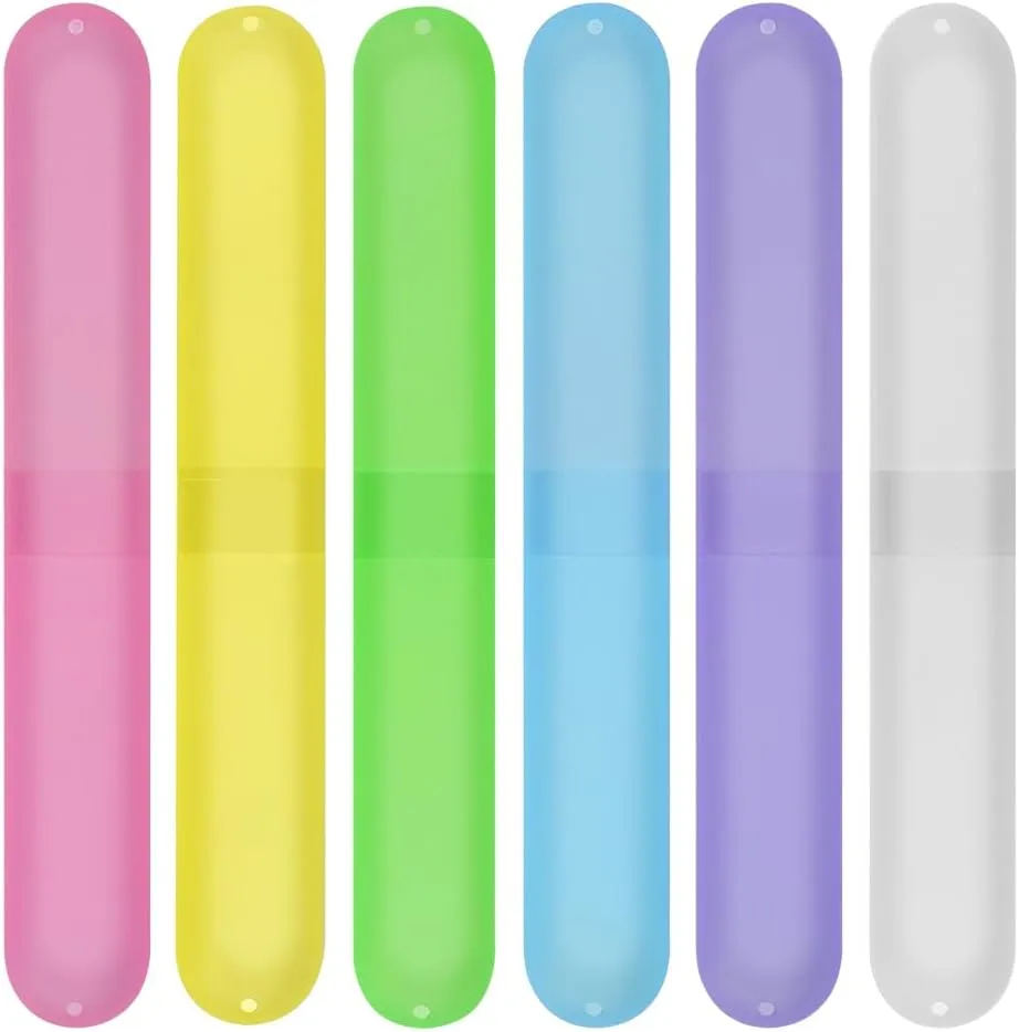 48PCS Plastic Toothbrush Case Six Colors Portable Dust-proof Toothbrush Cases Toothbrushes Holder for Daily and Travel Use (48)