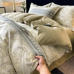 4pcs 100% Cotton Floral Bedding Duvet Cover Set 800 Thread Count,Flower Garden Style Comforter Cover Set Queen Size,Reversible Quilt Cover with Zipper Ties(Flower B,Twin(3Pcs))