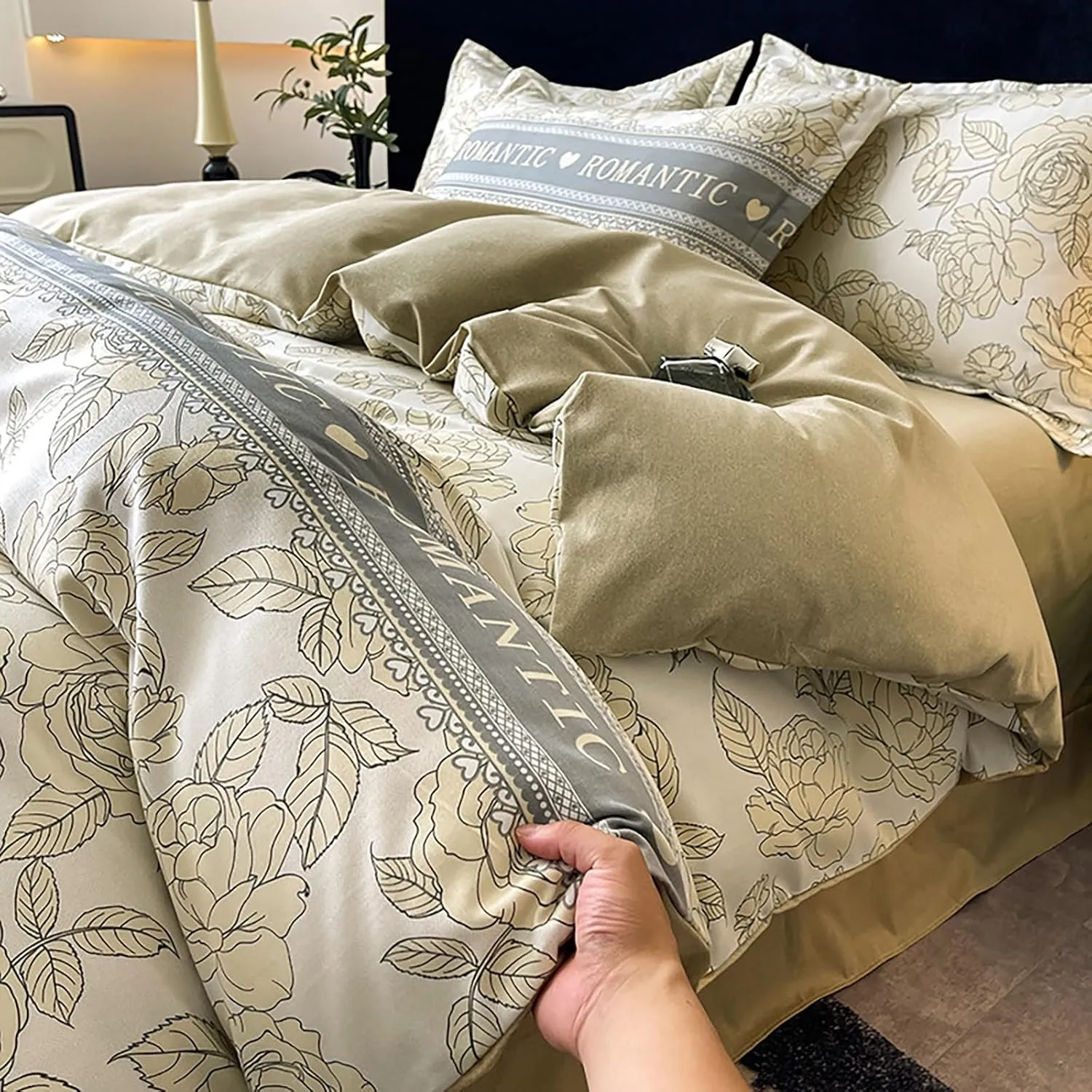 4pcs 100% Cotton Floral Bedding Duvet Cover Set 800 Thread Count,Flower Garden Style Comforter Cover Set Queen Size,Reversible Quilt Cover with Zipper Ties(Flower B,Twin(3Pcs))