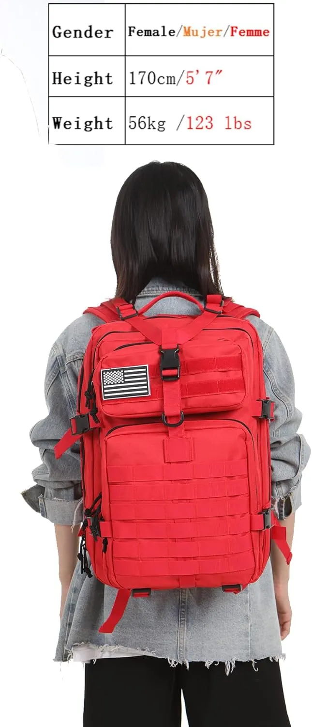 50L Sturdy Nylon Waterproof Fishing Hunting Backpack Outdoor Military Rucksacks Tactical Sports Camping Hiking (Red)