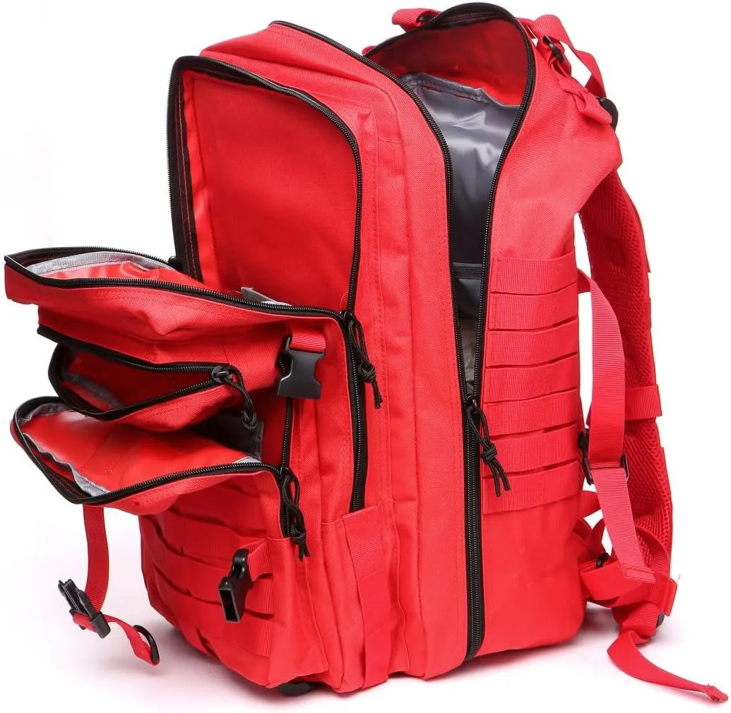 50L Sturdy Nylon Waterproof Fishing Hunting Backpack Outdoor Military Rucksacks Tactical Sports Camping Hiking (Red)