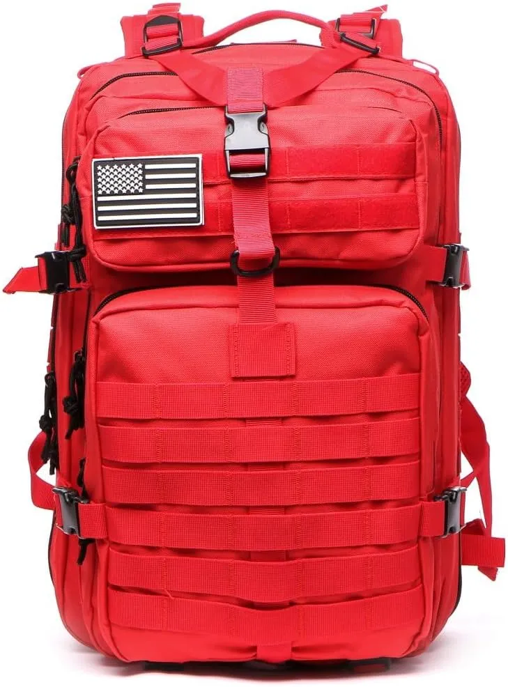 50L Sturdy Nylon Waterproof Fishing Hunting Backpack Outdoor Military Rucksacks Tactical Sports Camping Hiking (Red)