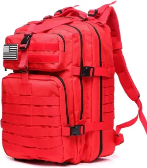50L Sturdy Nylon Waterproof Fishing Hunting Backpack Outdoor Military Rucksacks Tactical Sports Camping Hiking (Red)