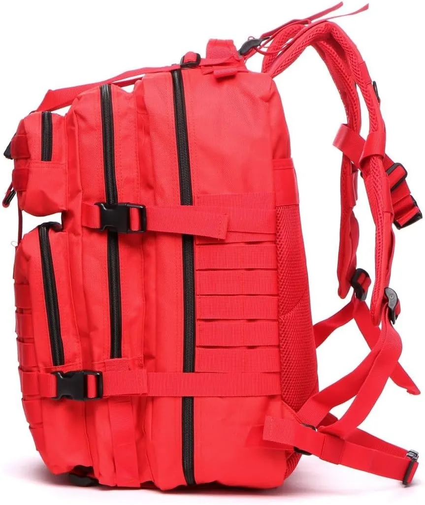 50L Sturdy Nylon Waterproof Fishing Hunting Backpack Outdoor Military Rucksacks Tactical Sports Camping Hiking (Red)