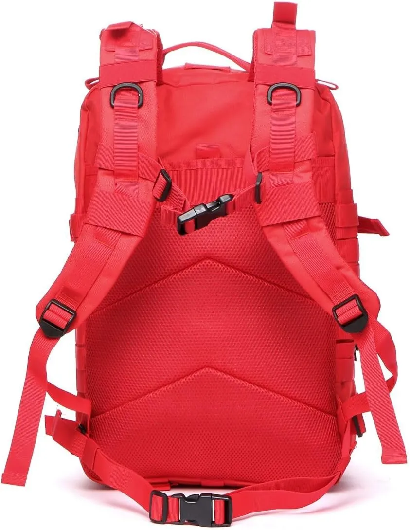50L Sturdy Nylon Waterproof Fishing Hunting Backpack Outdoor Military Rucksacks Tactical Sports Camping Hiking (Red)