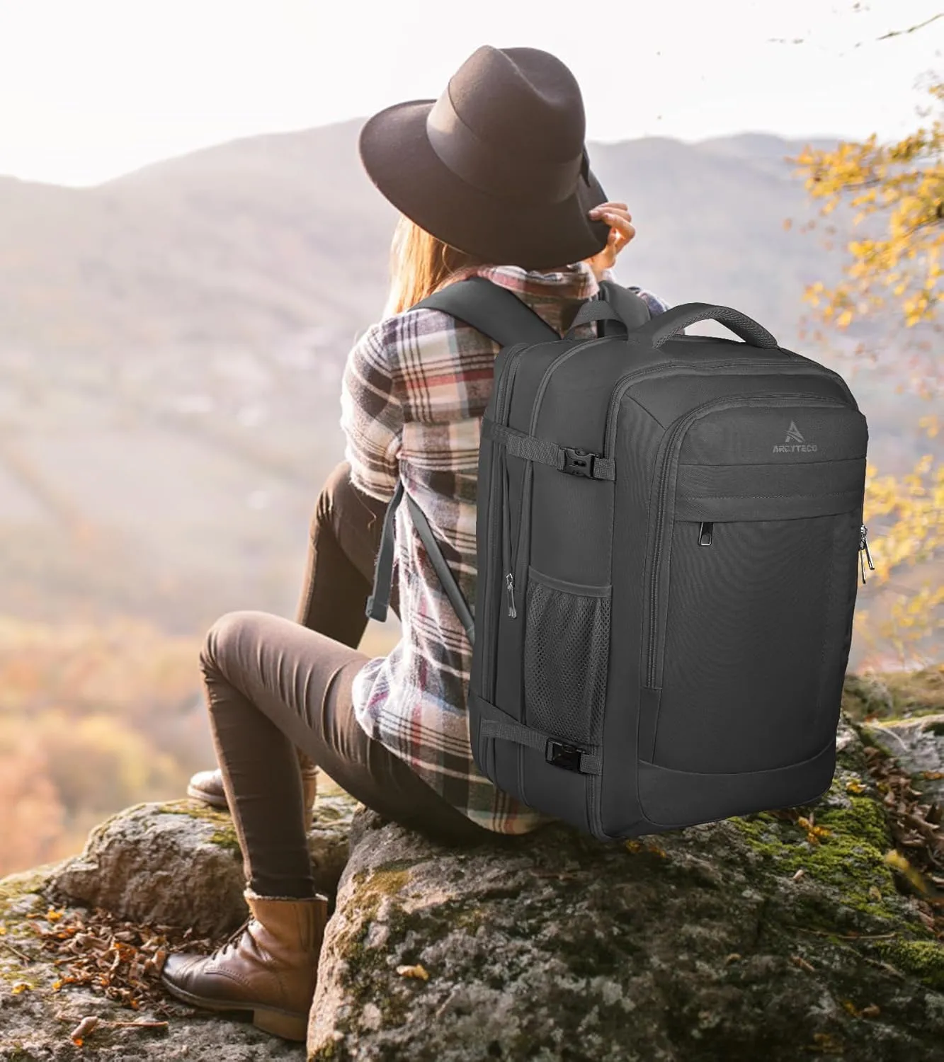 55L Extra Large Travel Laptop Backpack,Carry On Backpack for Men, Expandable Big Capacity Heavy Duty Business Suitcase Daypack Bag Fits 18.4 Inch Laptops, Travel Gifts for Men Women, Black