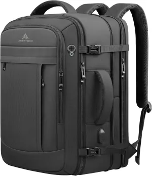 55L Extra Large Travel Laptop Backpack,Carry On Backpack for Men, Expandable Big Capacity Heavy Duty Business Suitcase Daypack Bag Fits 18.4 Inch Laptops, Travel Gifts for Men Women, Black