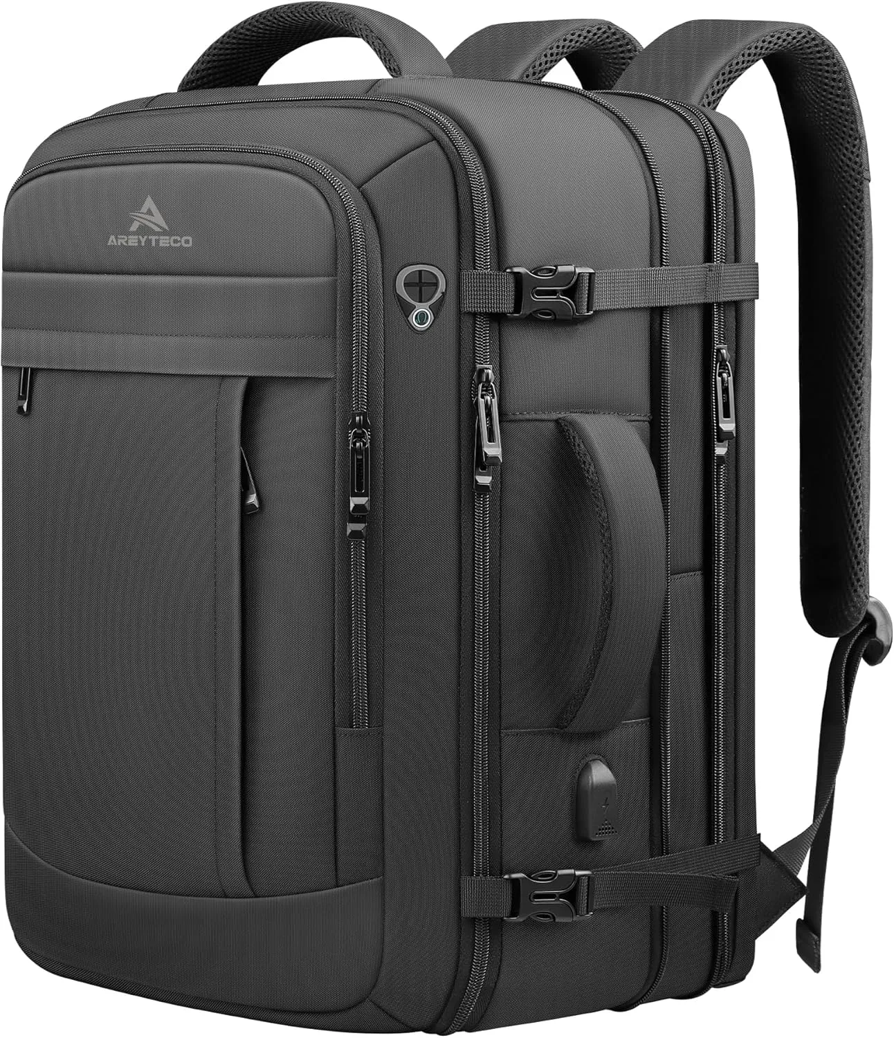 55L Extra Large Travel Laptop Backpack,Carry On Backpack for Men, Expandable Big Capacity Heavy Duty Business Suitcase Daypack Bag Fits 18.4 Inch Laptops, Travel Gifts for Men Women, Black