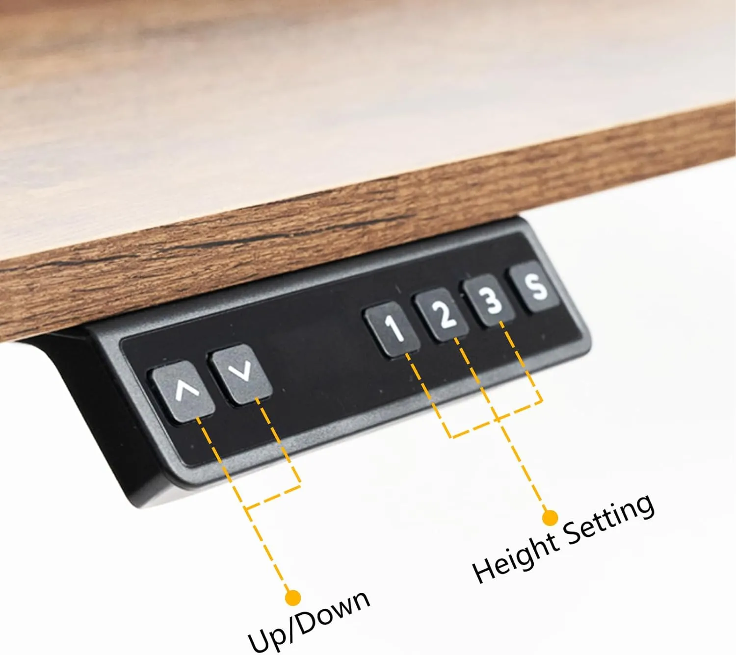 55x24 Inch Electric Height Adjustable Standing Desk with Cable Management, Acceptable 220V,Splice Board, Mouse Pad, 2-Outlet Power Strip with USB 20W Charger, and Casters（White Frame&Log Top）