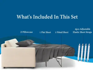 700 TC 100% Egyptian Cotton Sleeper Sofa Bed Sheet Set Solid King Size (76"x 80"x 5") with 4 -PCS Fitted Straps Color Dark-Grey Premium Quality