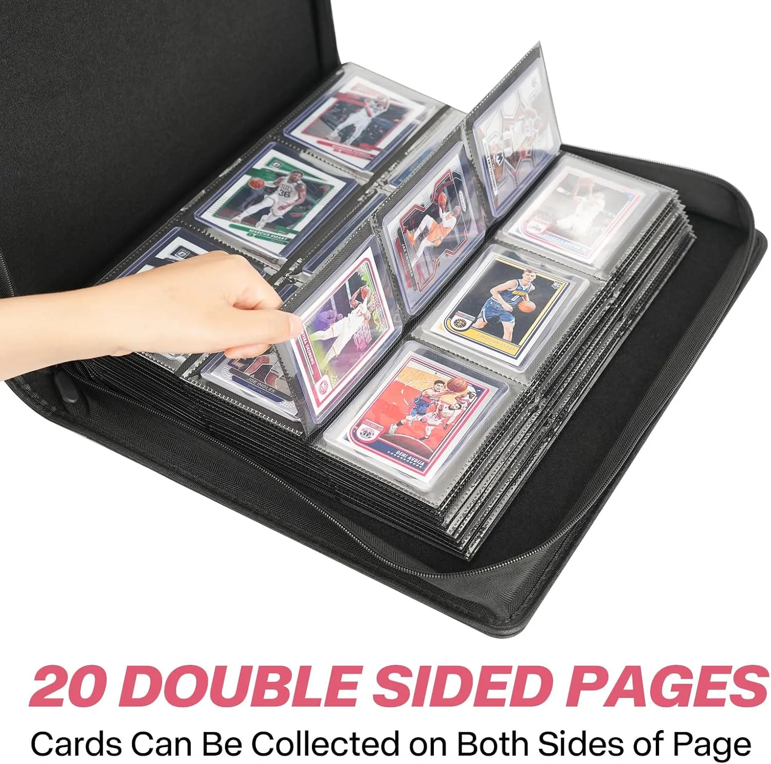 9 Pocket TopLoader Binder, Holds 360 3”x4” Toploader Hard Cases, Sleeves Card Collection Binder, 20 Double Sided Pages, Compatible with Trading & Sports Holder - Pink