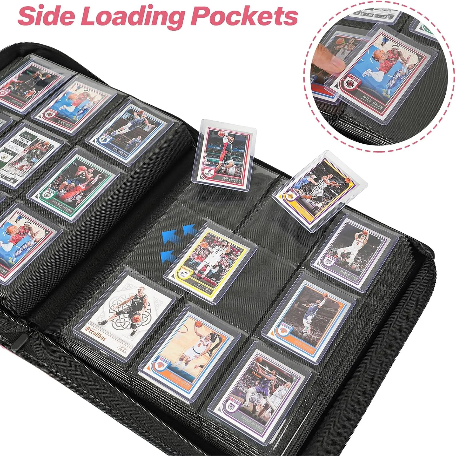 9 Pocket TopLoader Binder, Holds 360 3”x4” Toploader Hard Cases, Sleeves Card Collection Binder, 20 Double Sided Pages, Compatible with Trading & Sports Holder - Pink