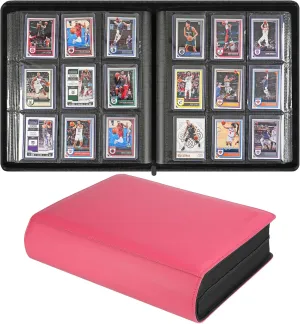 9 Pocket TopLoader Binder, Holds 360 3”x4” Toploader Hard Cases, Sleeves Card Collection Binder, 20 Double Sided Pages, Compatible with Trading & Sports Holder - Pink