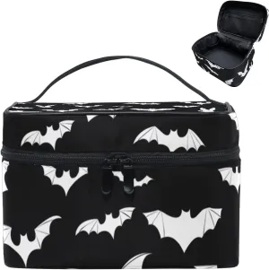 9CH Goth Travel Makeup Bag - Bats Cosmetic Bags Large Make up Organizer Portable Toiletry Bags Train Cases for Women Cosmetics